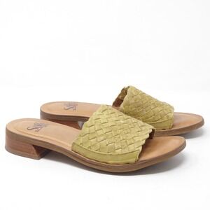 Sofft Womens Ardee Slide Sandals Yellow Woven Leather Block Heel SF0083706 6.5